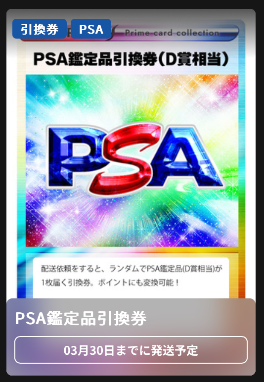PSA鑑定品引換券【D賞相当】2500pt