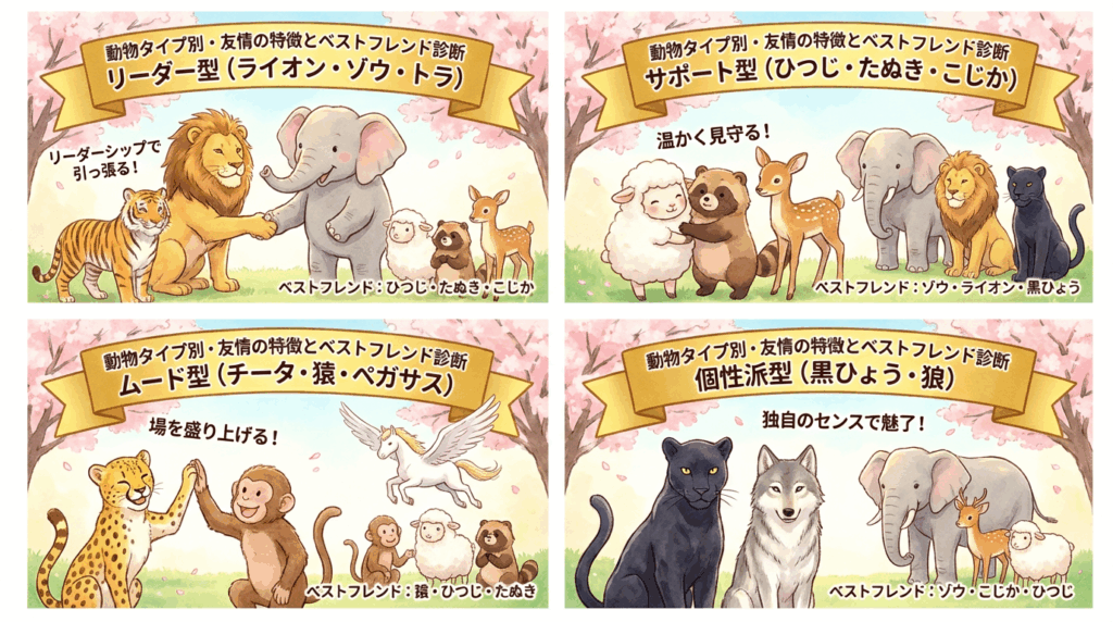 動物タイプ別・友情の特徴とベストフレンド診断