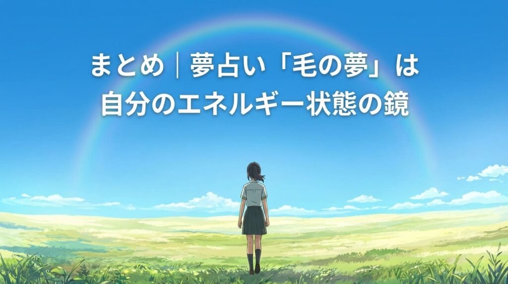 「毛の夢はエネルギー状態の鏡｜夢占いまとめイメージ」