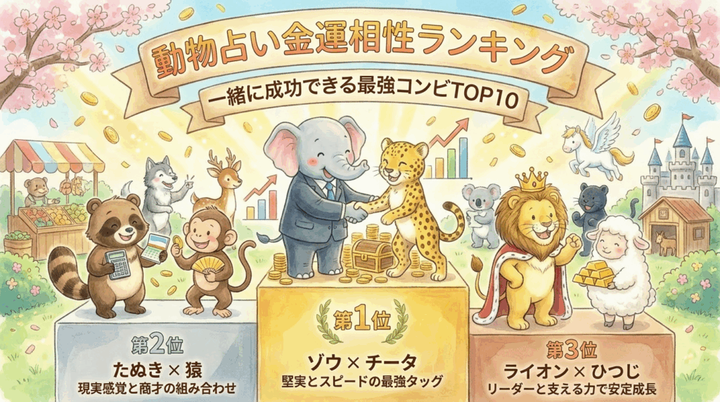 動物占い金運相性ランキング｜一緒に成功できる最強コンビTOP10