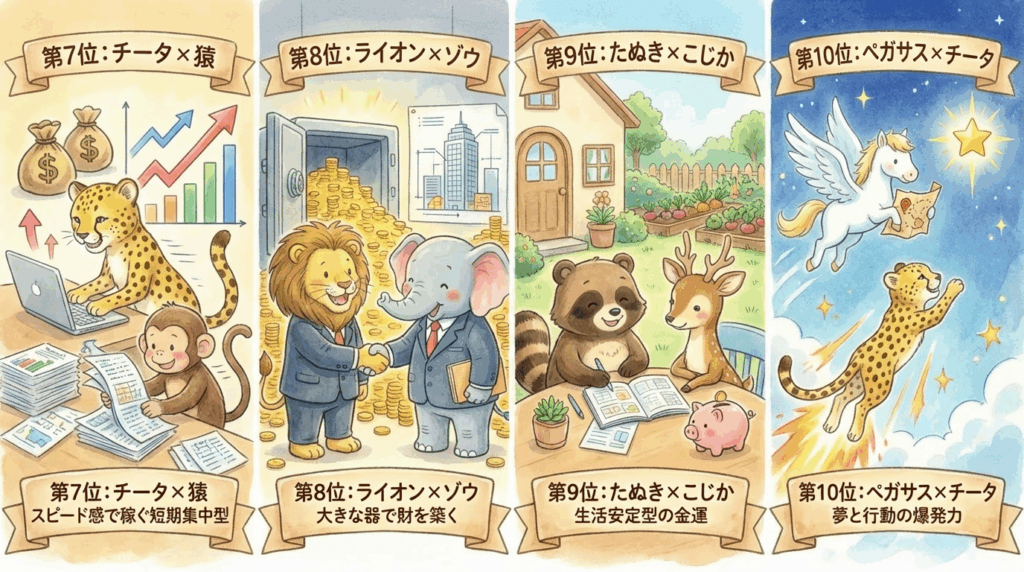 動物占い金運相性ランキング　7から10位