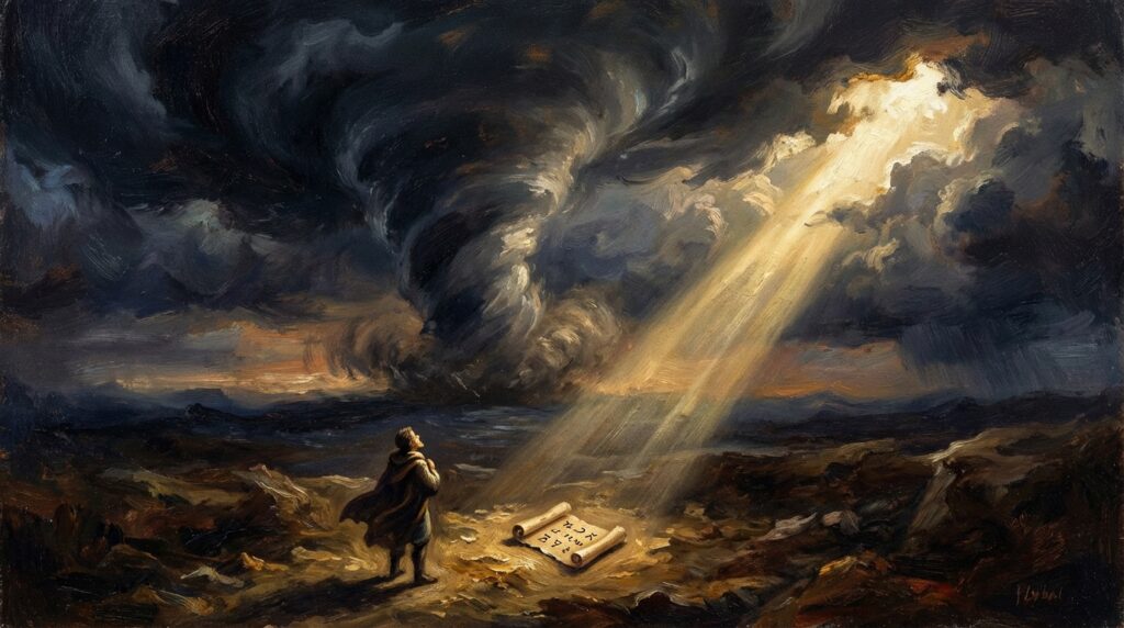 竜巻の夢が象徴する急激な変化や感情の揺れを表現したイメージ