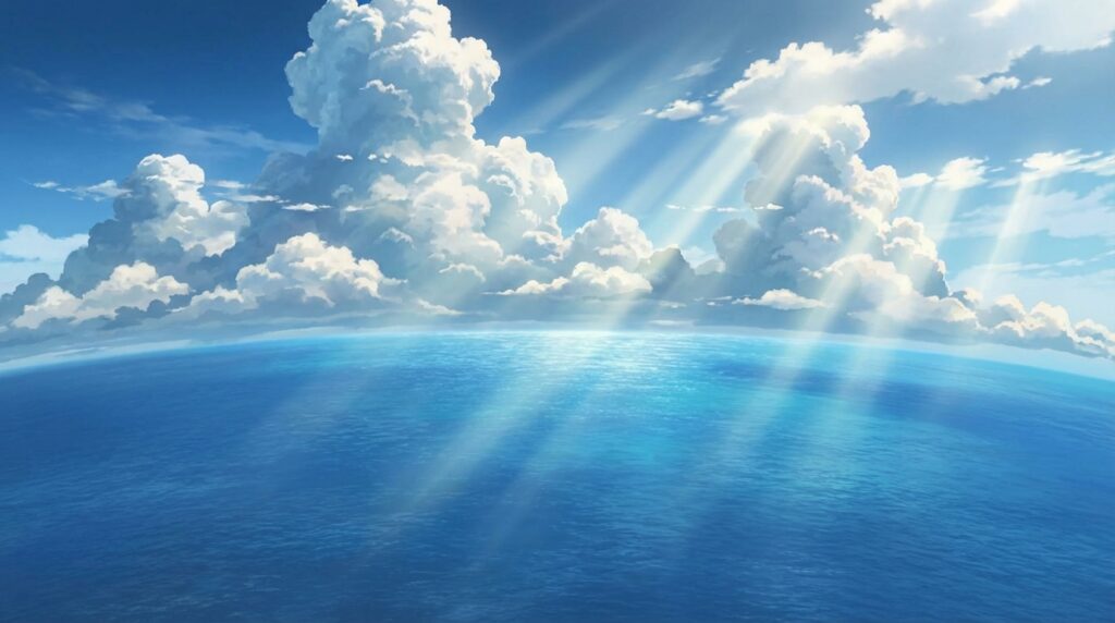 海の状態別に見る夢占いの意味｜穏やかな海・荒れた海が示す心理の違いを表すイメージ