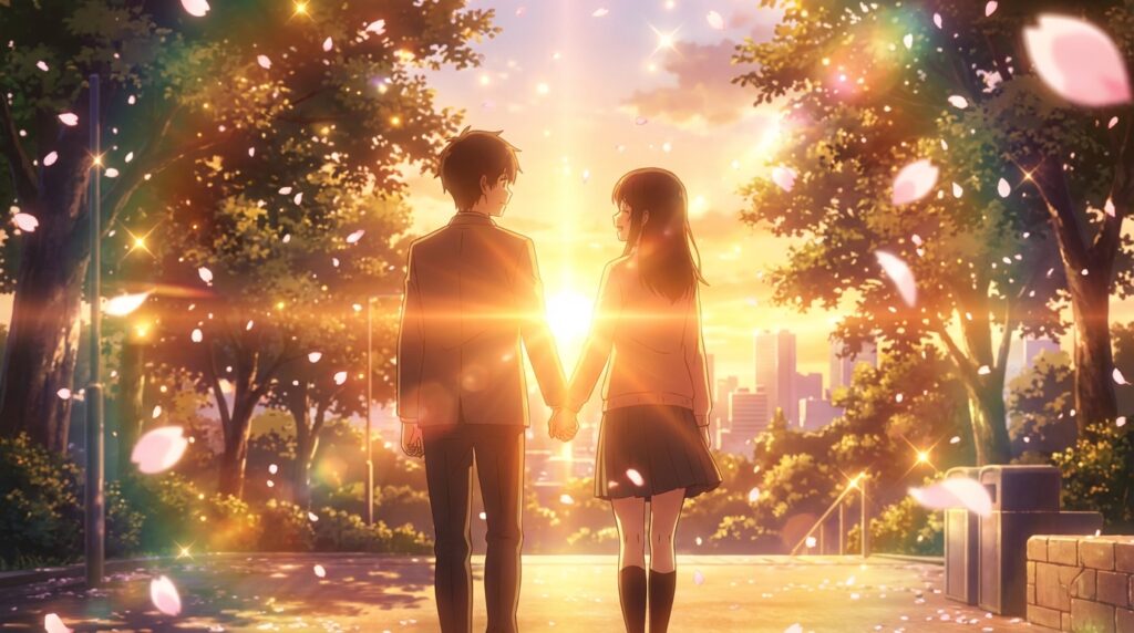 元カノと楽しく過ごす夢が示す過去への安心感や心の余裕を表したイメージ