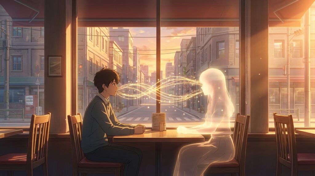 知らない人と話す夢にあらわれる心理や内面との対話を示すイメージ