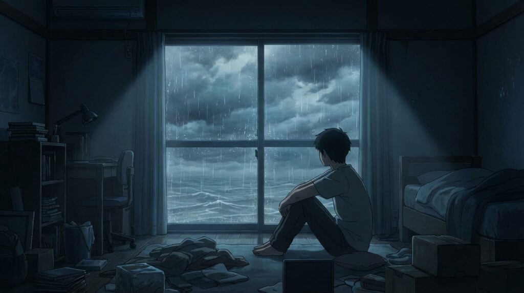 洪水の夢を見やすい心理状態｜感情が不安定なときや強いストレスを抱えている状態を表すイメージ