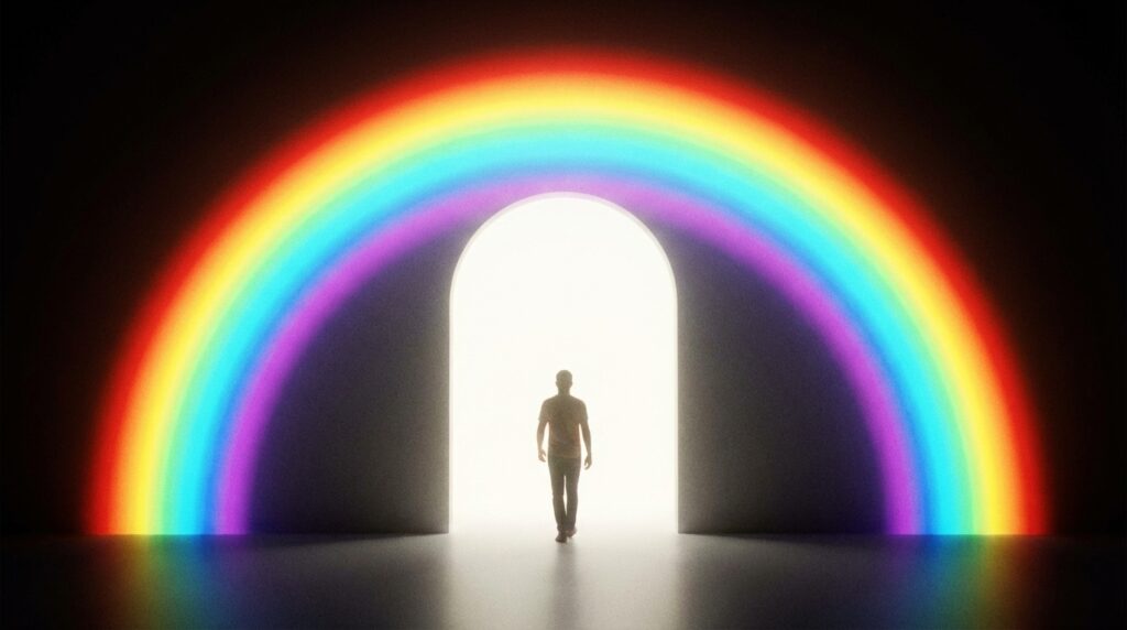 虹をくぐる・渡る夢の意味｜新しいステージへ進む前兆を示す夢占いイメージ