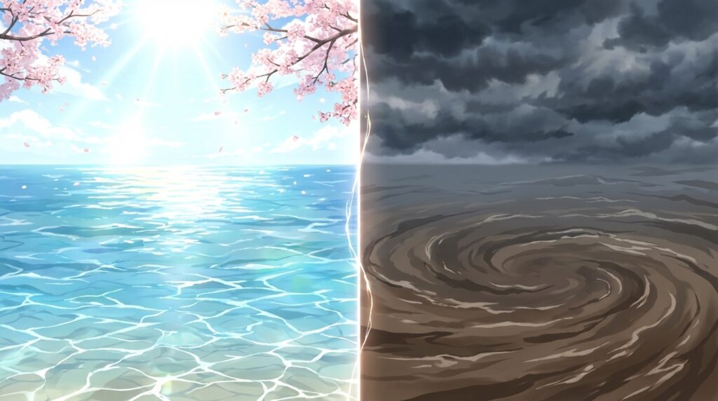 洪水の夢は吉夢か凶夢か｜再生と警告の両面を持つ夢占いイメージ