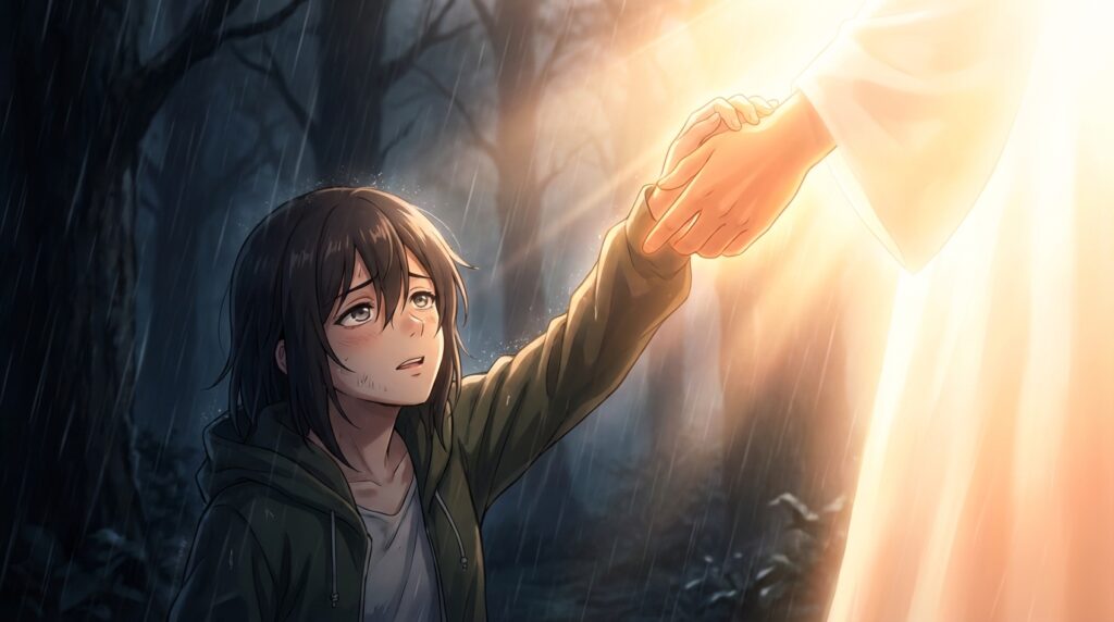 知らない人に助けられる夢が象徴する支援や前向きな変化を示すイメージ