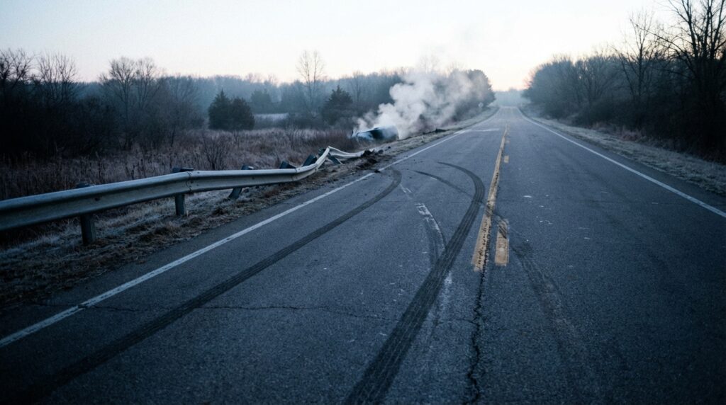 事故を起こす止まらない車の夢が象徴する制御できない状況を示すイメージ