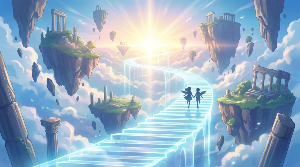 恋愛や仕事、人生の転機と空を飛ぶ夢の関係をイメージしたビジュアル