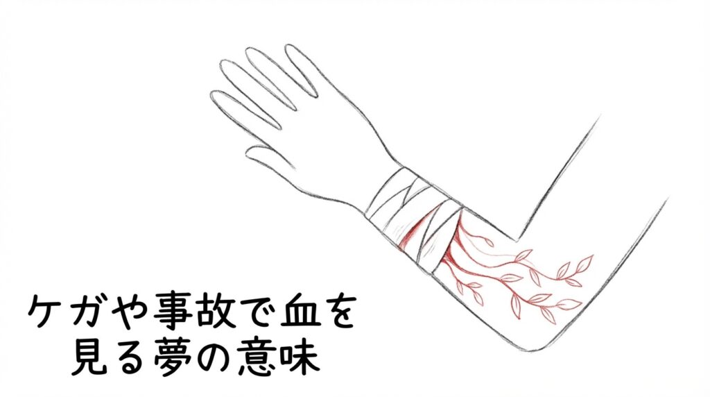ケガや事故で血を見る夢が示す不安や心の警告を表すイメージ
