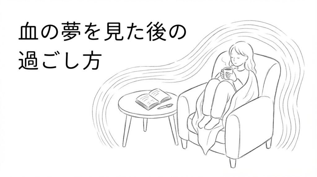 血の夢を見た後の過ごし方や心身の回復を表現したイメージ