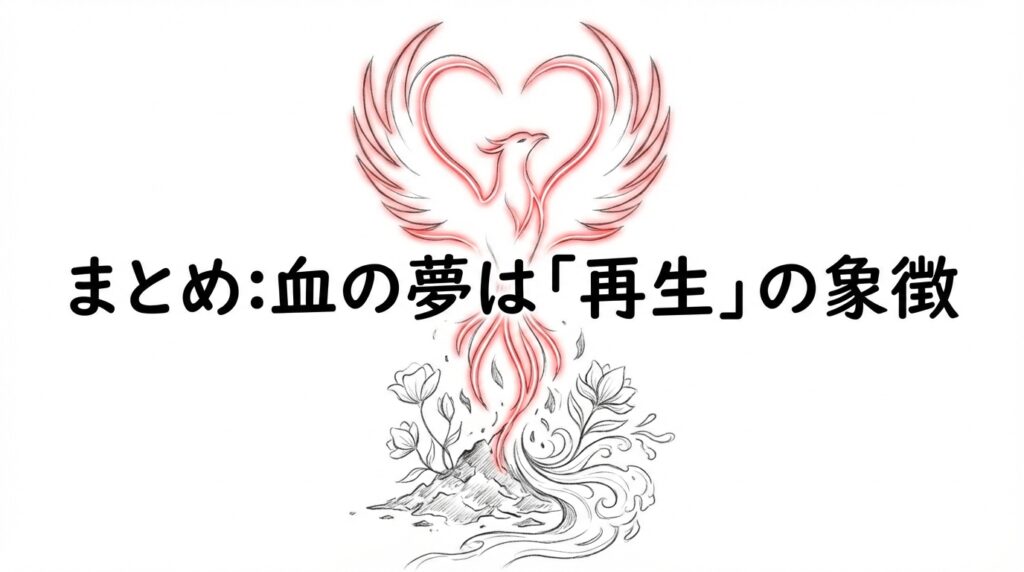 血の夢が再生や新しい始まりを意味することを象徴したイメージ