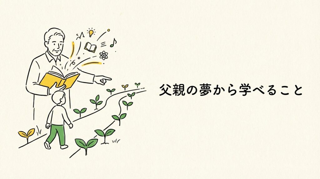 夢の中の父親が伝える現実的なメッセージや行動のヒントを表したイメージ