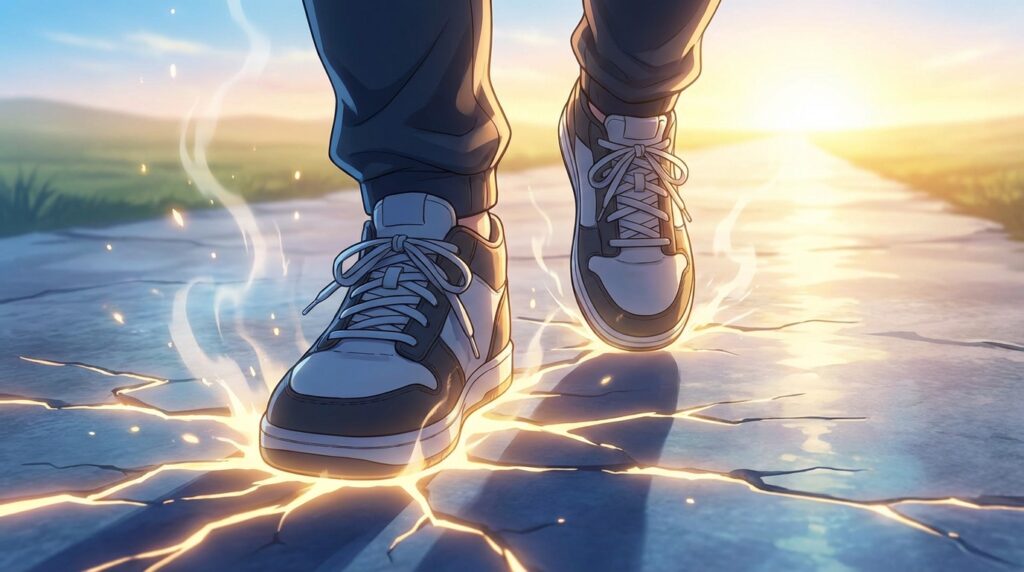 空を飛ぶ夢から得た気づきを現実の行動につなげることを表したイメージ