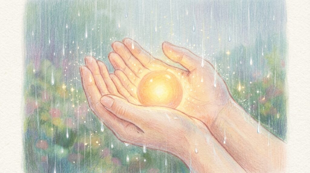 大雨の夢を見たときに意識したい心の整え方を表現したイメージ