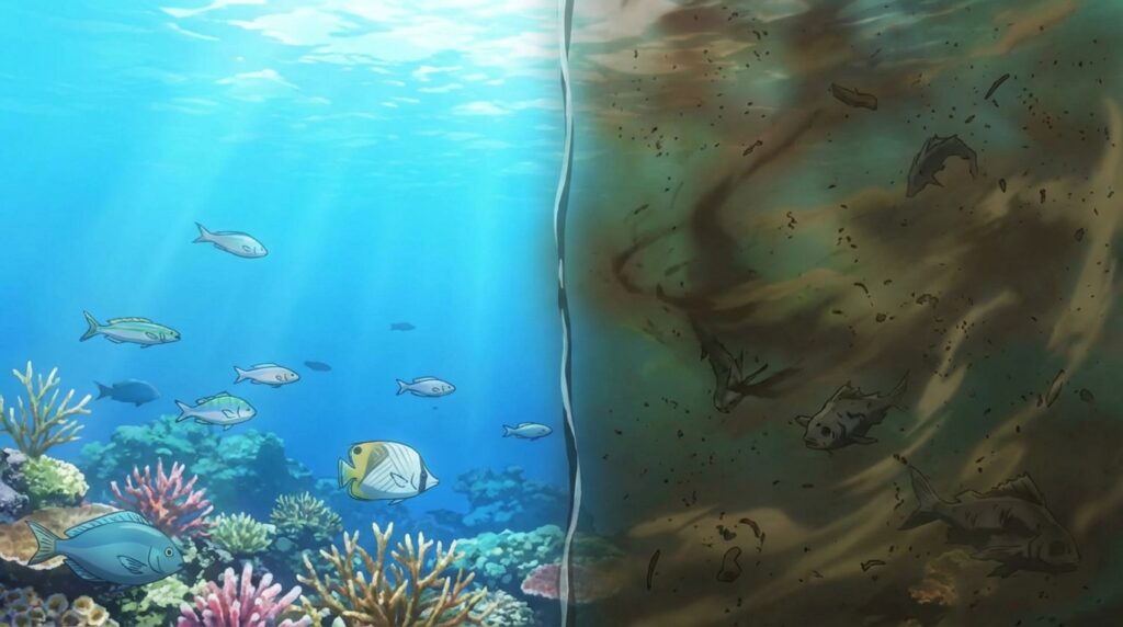 水の状態と魚の夢の関係から読み取る心の状態を表現したイメージ