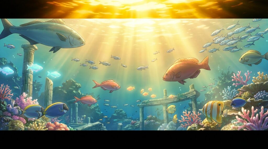 魚の夢を見たときに意識したい心の整え方や行動のヒントを示すイメージ