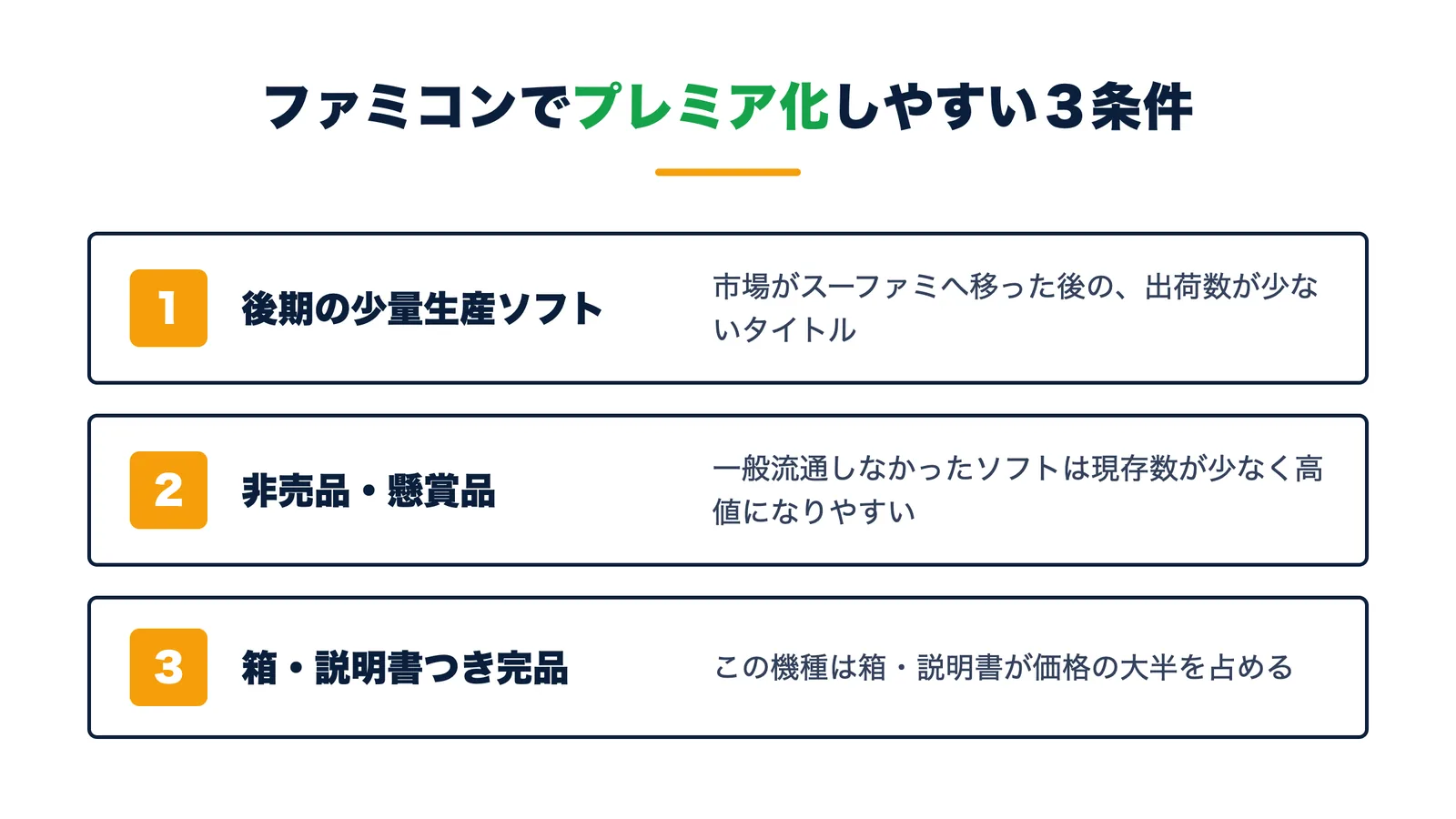 ファミコンでプレミア化しやすい3条件。後期の少量生産ソフト・非売品や懸賞品・箱や説明書つきの完品