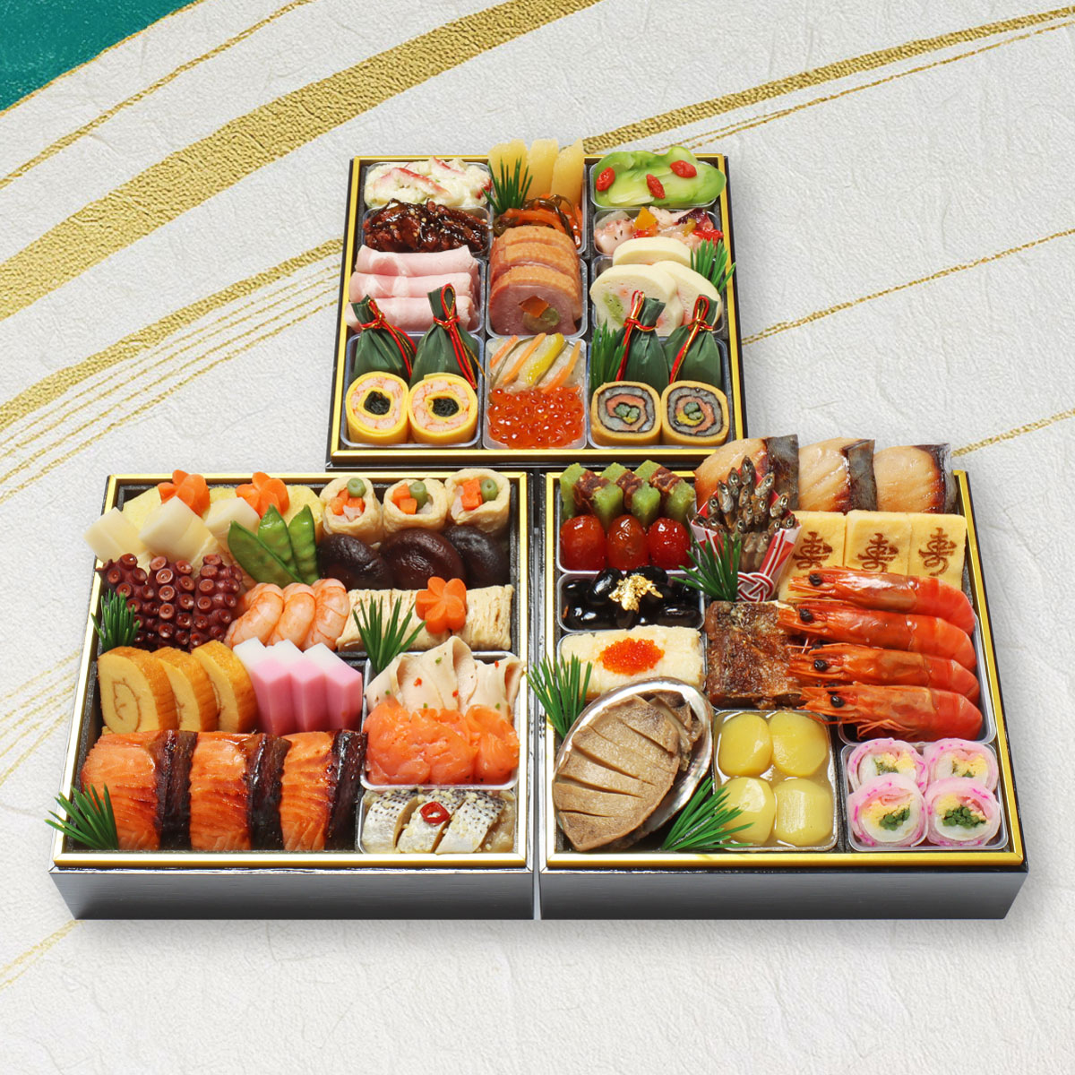 京・料亭 わらびの里 霞中庵おせち三段重（3段・45品・3〜4人前）