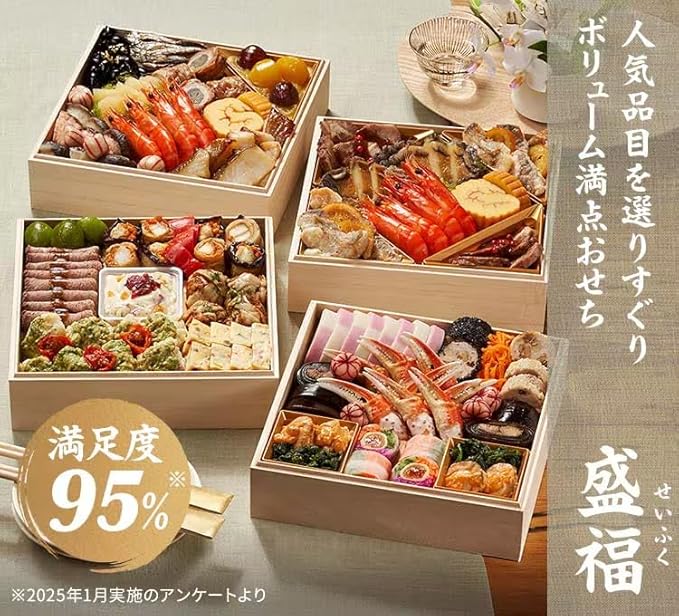 「盛福(せいふく)」4段・31品・7〜8人前 42,980円(税込)