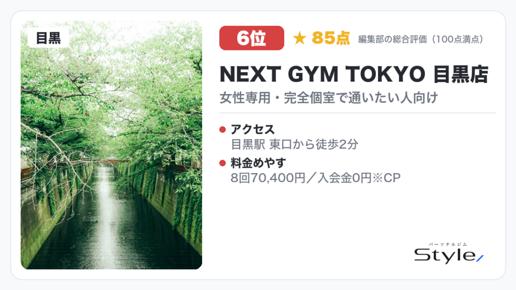 NEXT GYM TOKYO 目黒店のイメージ画像