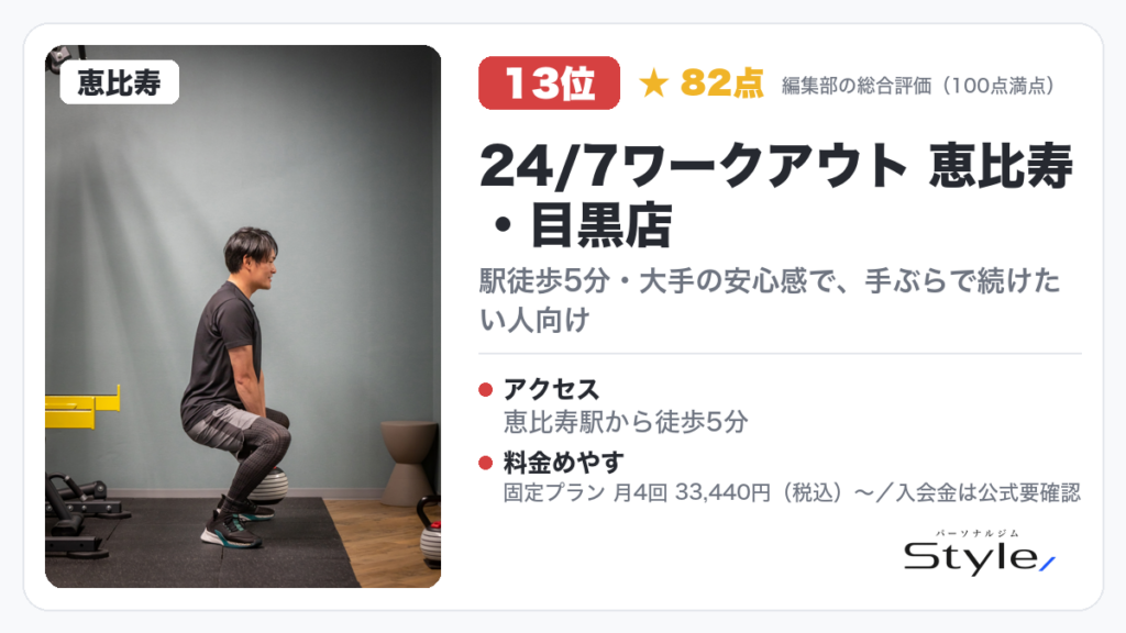 24/7ワークアウト 恵比寿・目黒店