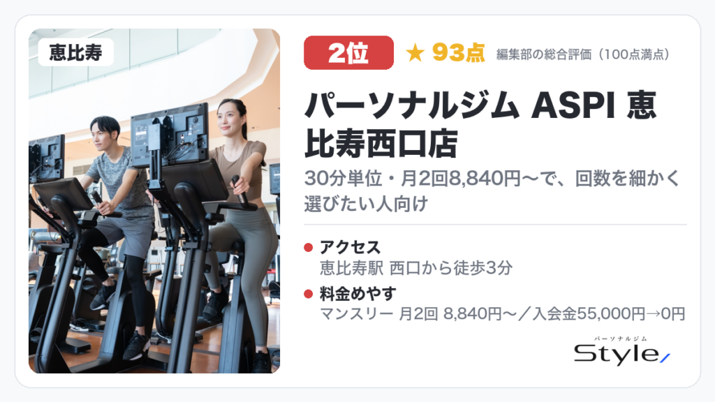 パーソナルジム ASPI 恵比寿西口店