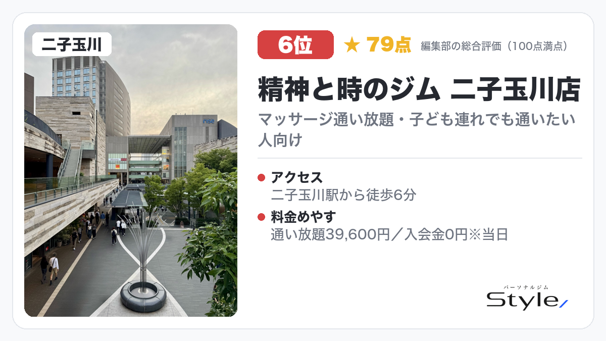 精神と時のジム 二子玉川店のイメージ画像