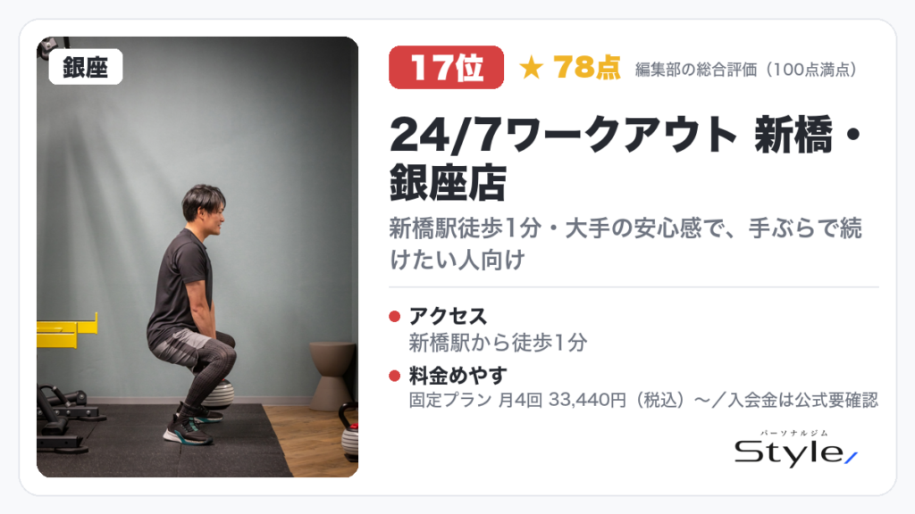 24/7ワークアウト 新橋・銀座店