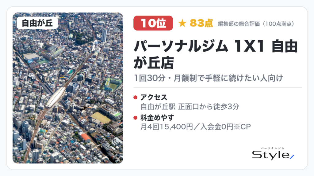 パーソナルジム 1X1 自由が丘店のイメージ画像