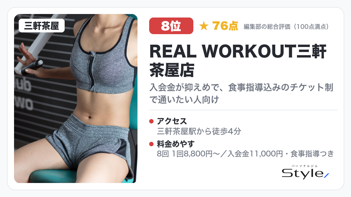 REAL WORKOUT三軒茶屋店のイメージ画像