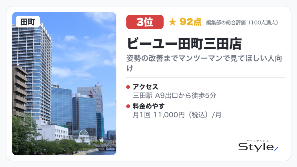 ビーユー田町三田店 イメージ画像(編集部の総合評価 92点/100・3位)