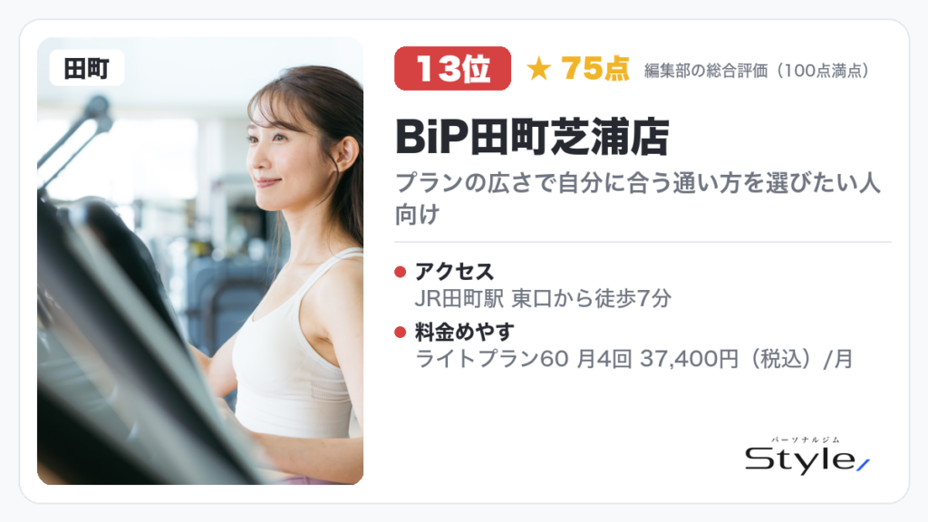 BiP田町芝浦店 イメージ画像(編集部の総合評価 75点/100・13位)