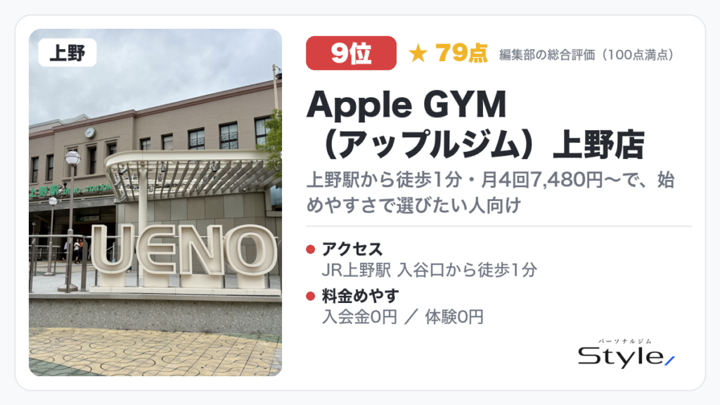 Apple GYM(アップルジム)上野店
