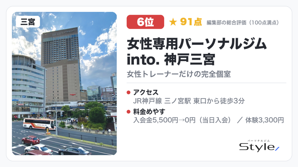 女性専用パーソナルジム into. 神戸三宮