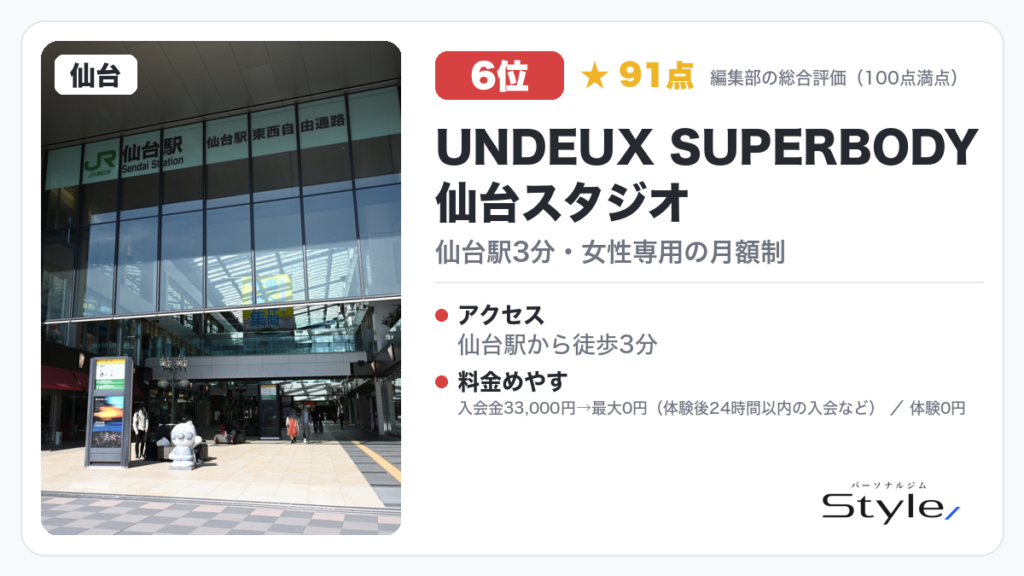 UNDEUX SUPERBODY 仙台スタジオ