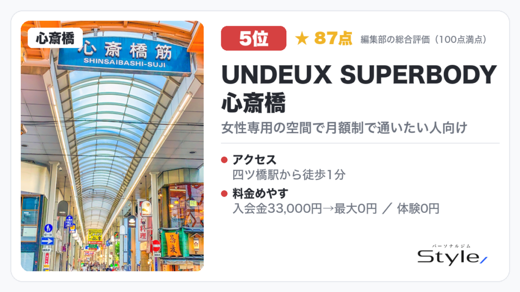 UNDEUX SUPERBODY 心斎橋