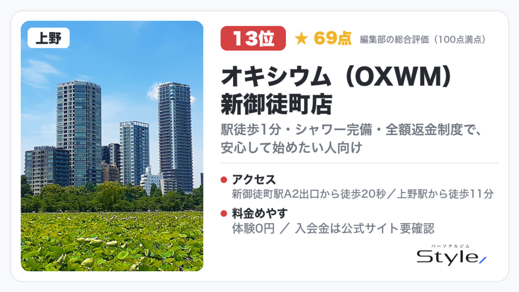 オキシウム(OXWM)新御徒町店