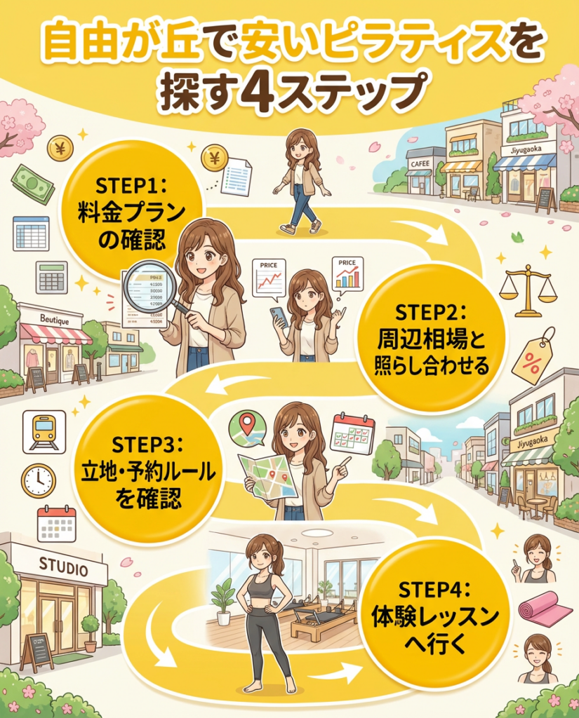 自由が丘で安いピラティを探す4STEP
