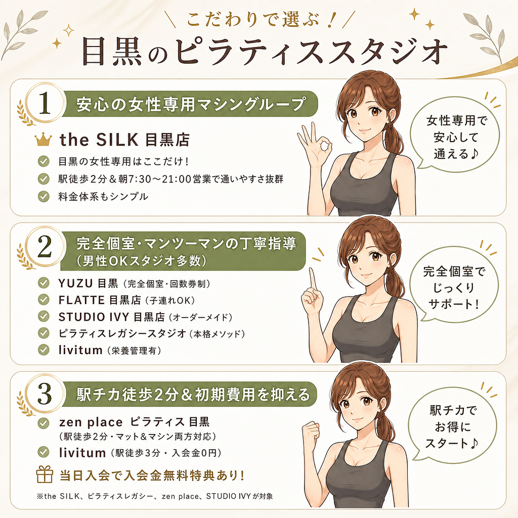 目的別!目黒でおすすめのピラティススタジオ