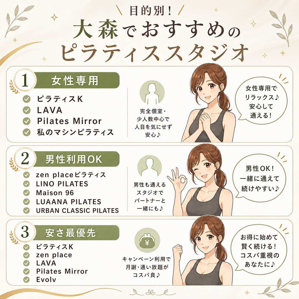 目的別！大森でおすすめのピラティススタジオ