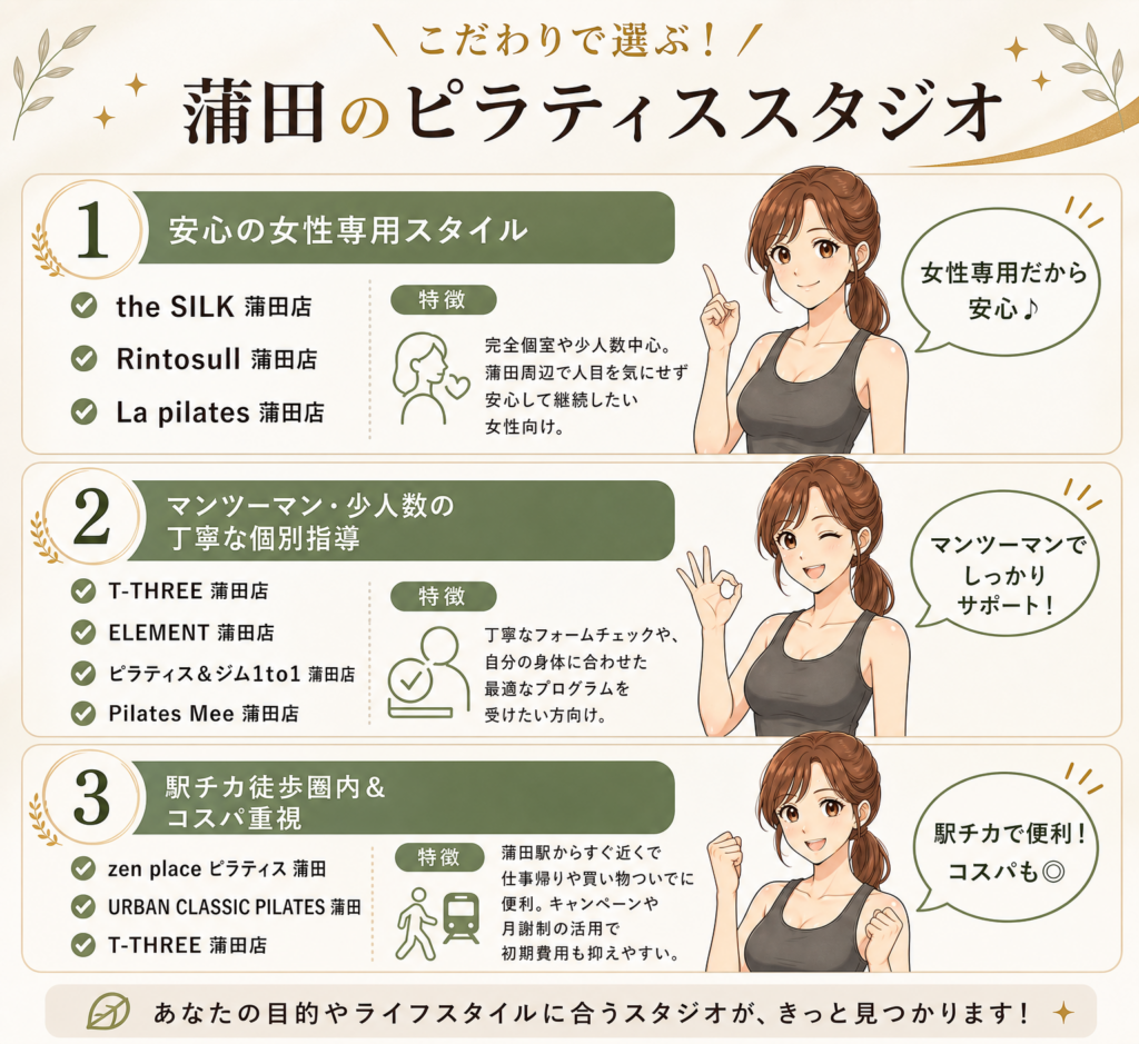 目的別!蒲田でおすすめのピラティススタジオ