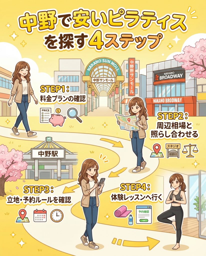 中野の安いピラティススタジオの選び方|料金と通いやすさがポイント