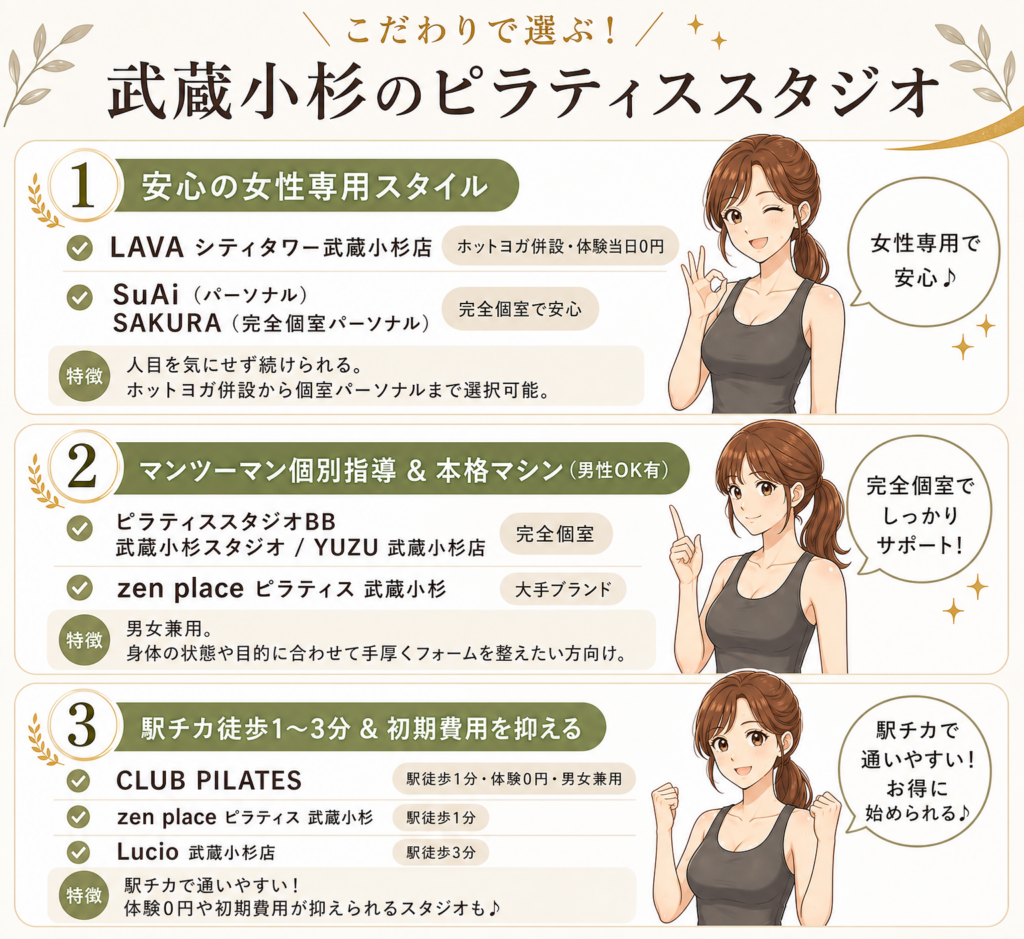 目的別!武蔵小杉でおすすめのピラティススタジオ
