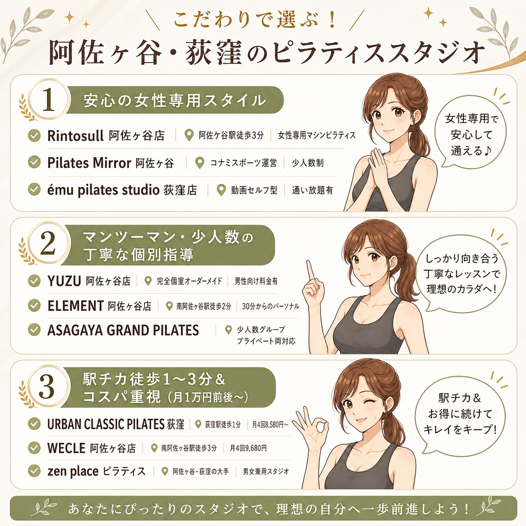 目的別！阿佐ヶ谷・荻窪でおすすめのピラティススタジオ