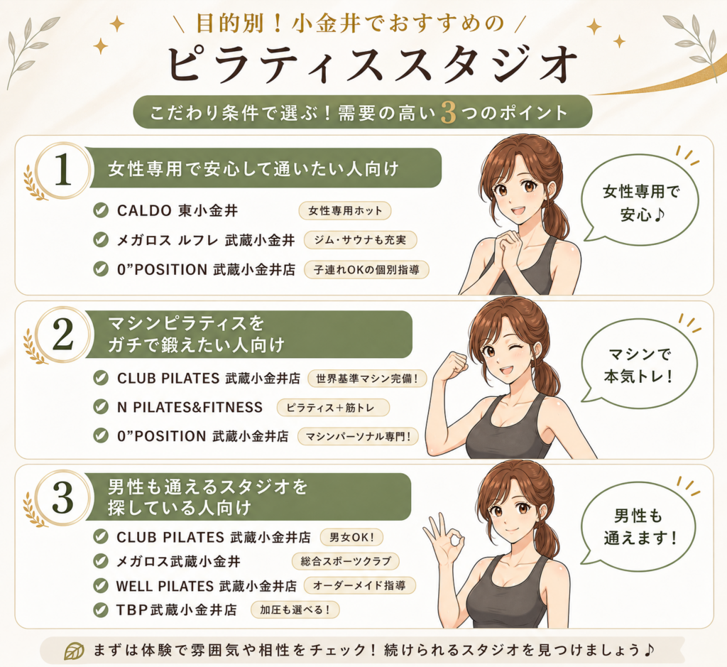 目的別！小金井でおすすめのピラティススタジオ