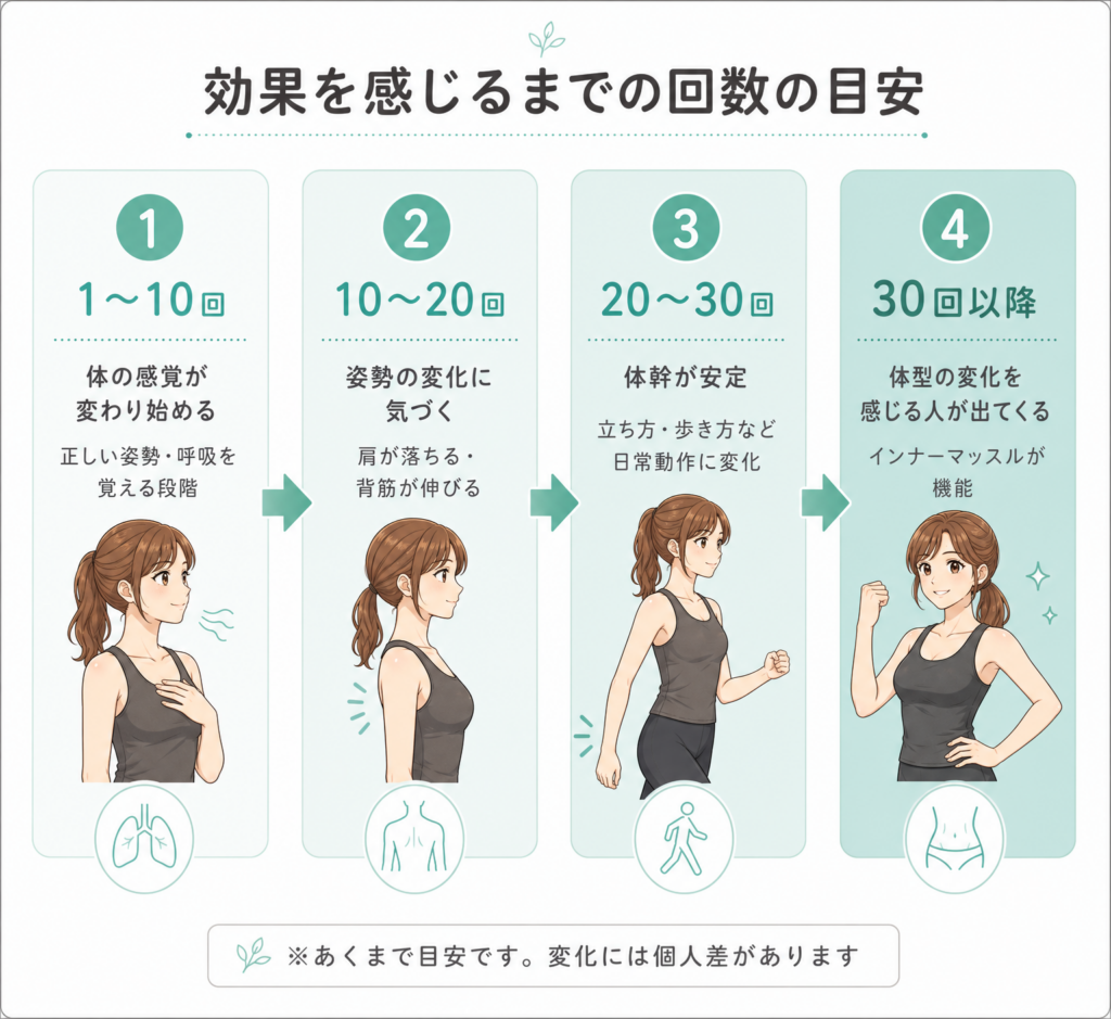 マシンピラティスの効果を感じるまでの回数の目安