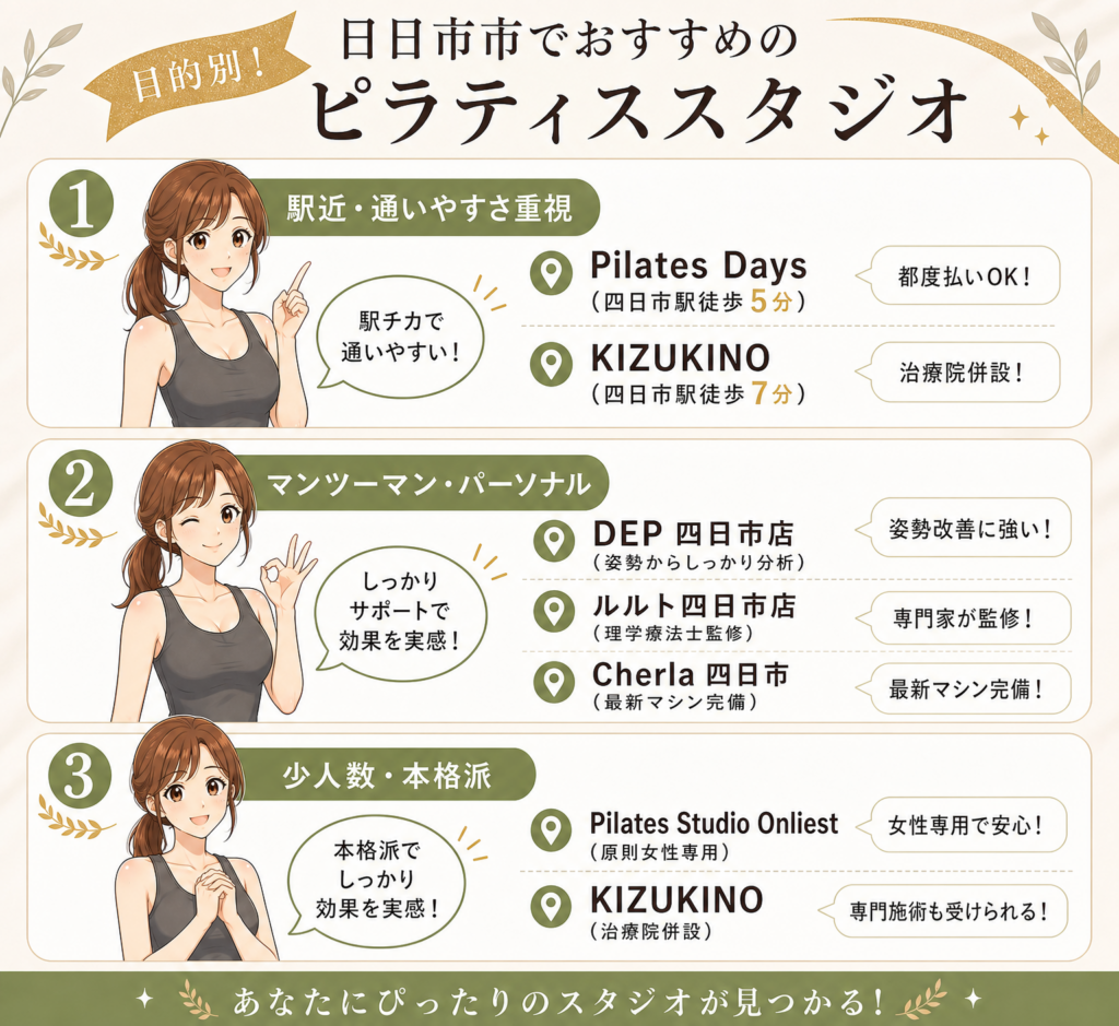 目的別!四日市市でおすすめのピラティススタジオ
